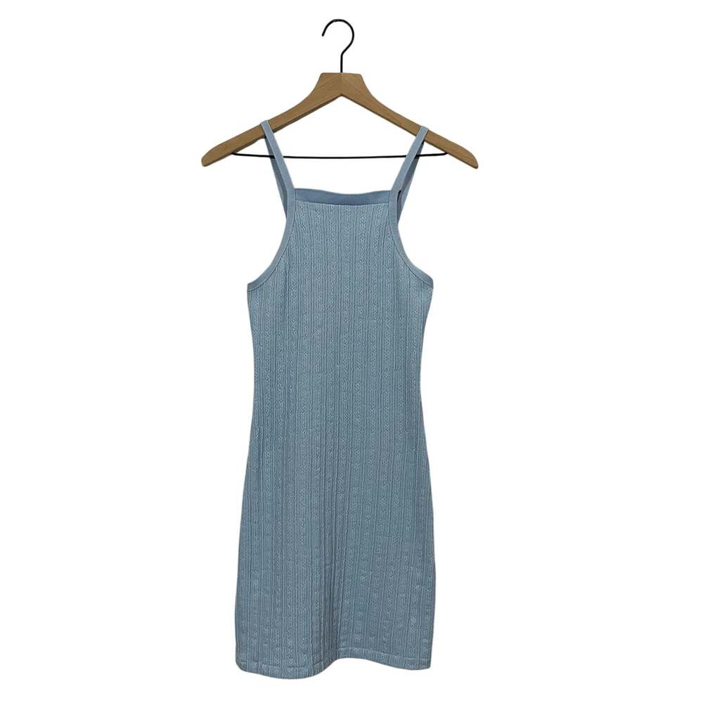 Zara Cable Weave Straight Neck Dress - Blue - Medium